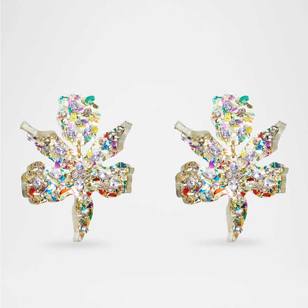 Lele Sadoughi Rainbow Confetti Flower Earrings